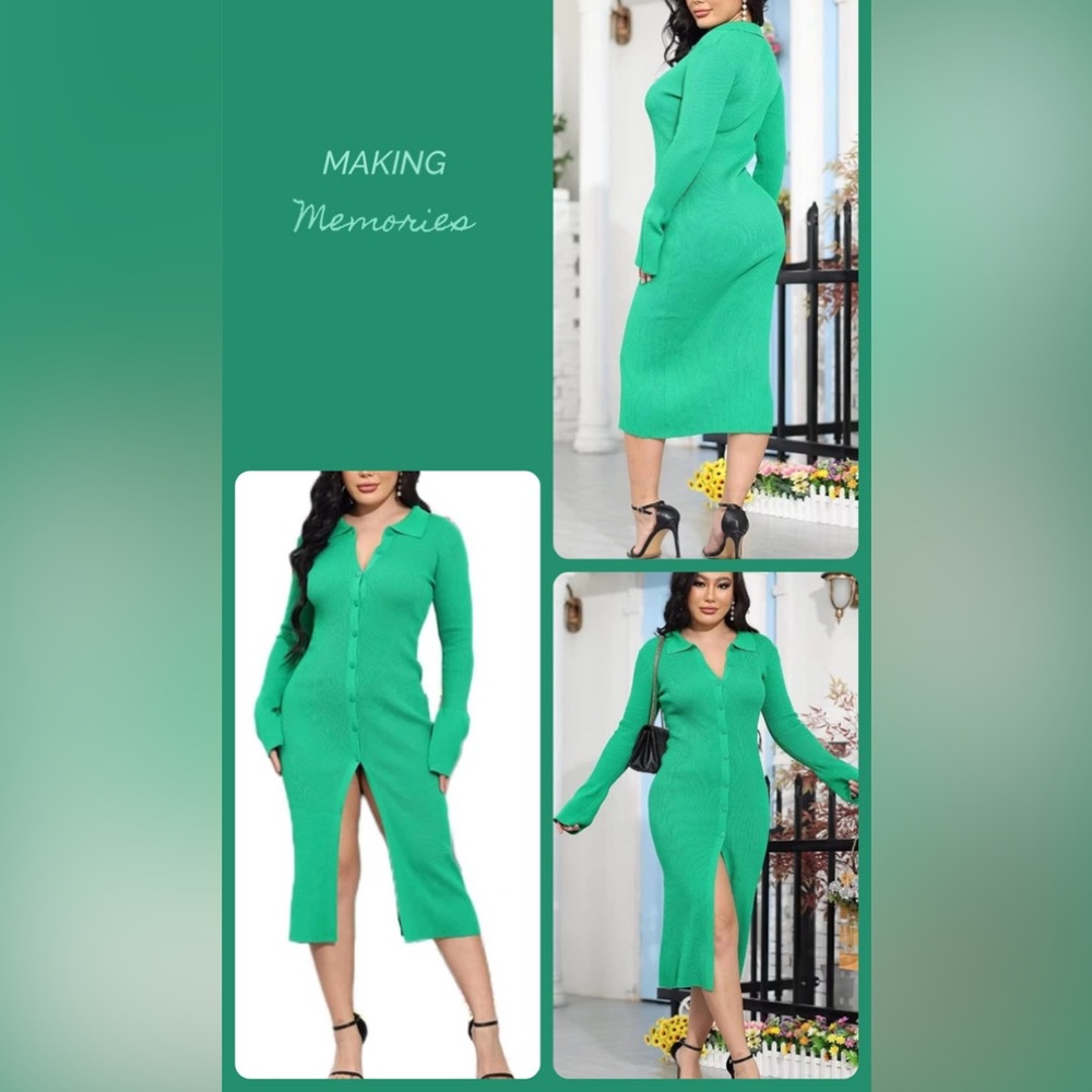 Green knit Sweater Dress size Large